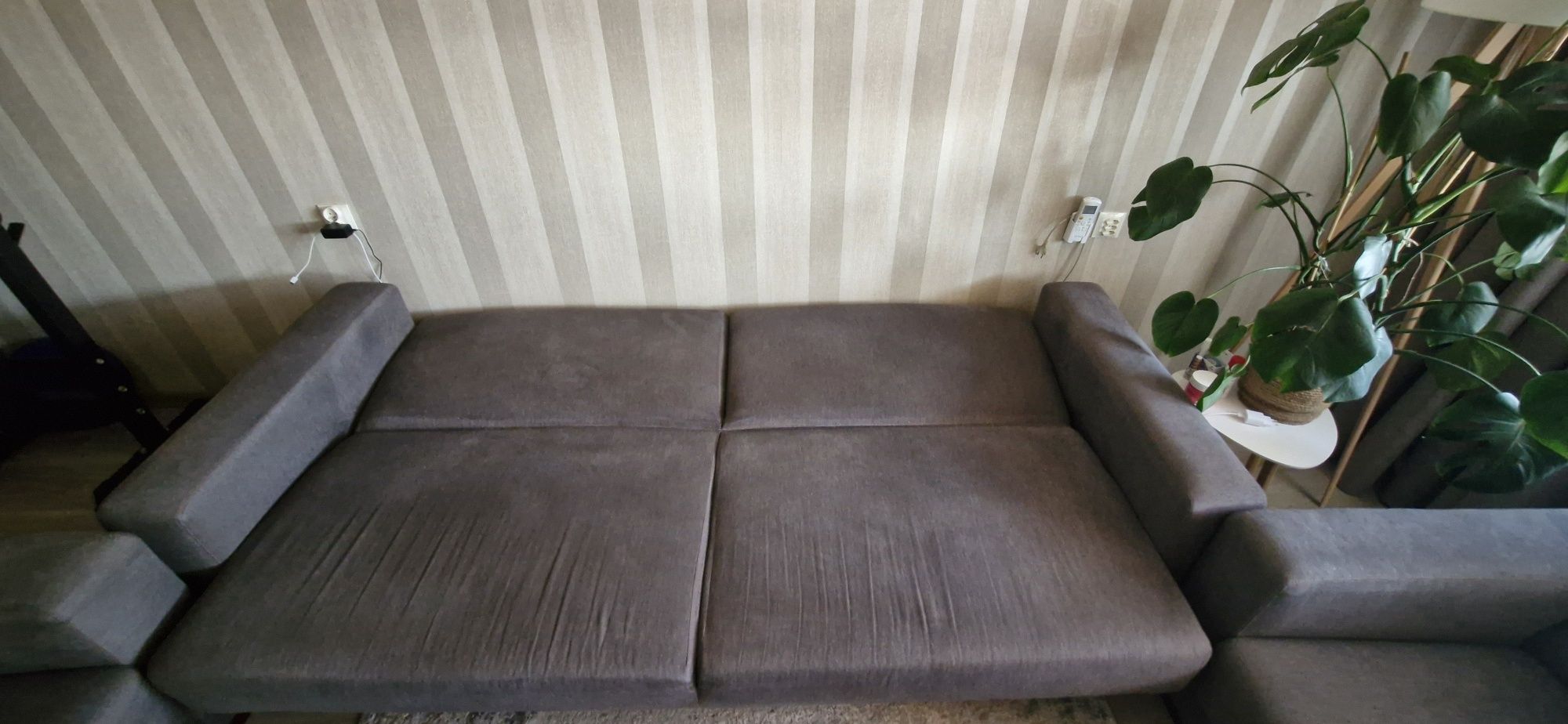 Zestaw Sofa wersalka i 2 fotele funkcja spania grafitowy szary