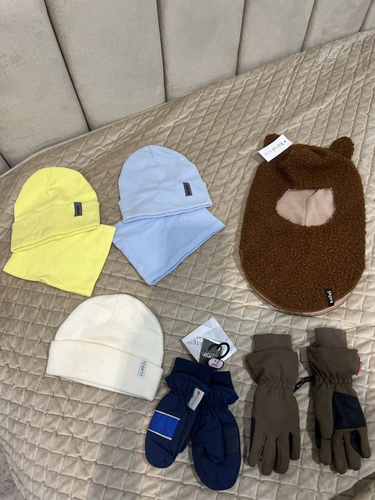 Шапка шлем балаклава  рукавички перчатки