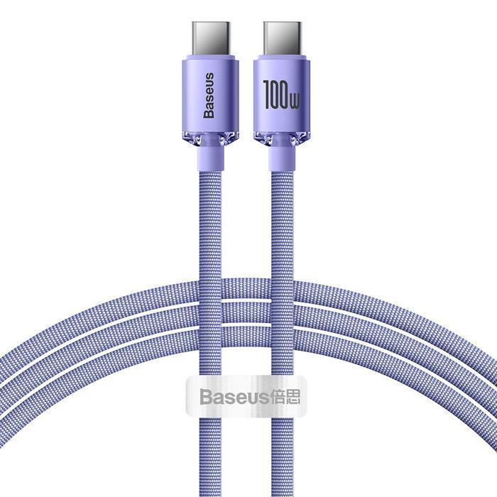 Baseus Crystal Shine Series Kabel USB Typ C 100W 1,2m, Purpurowy