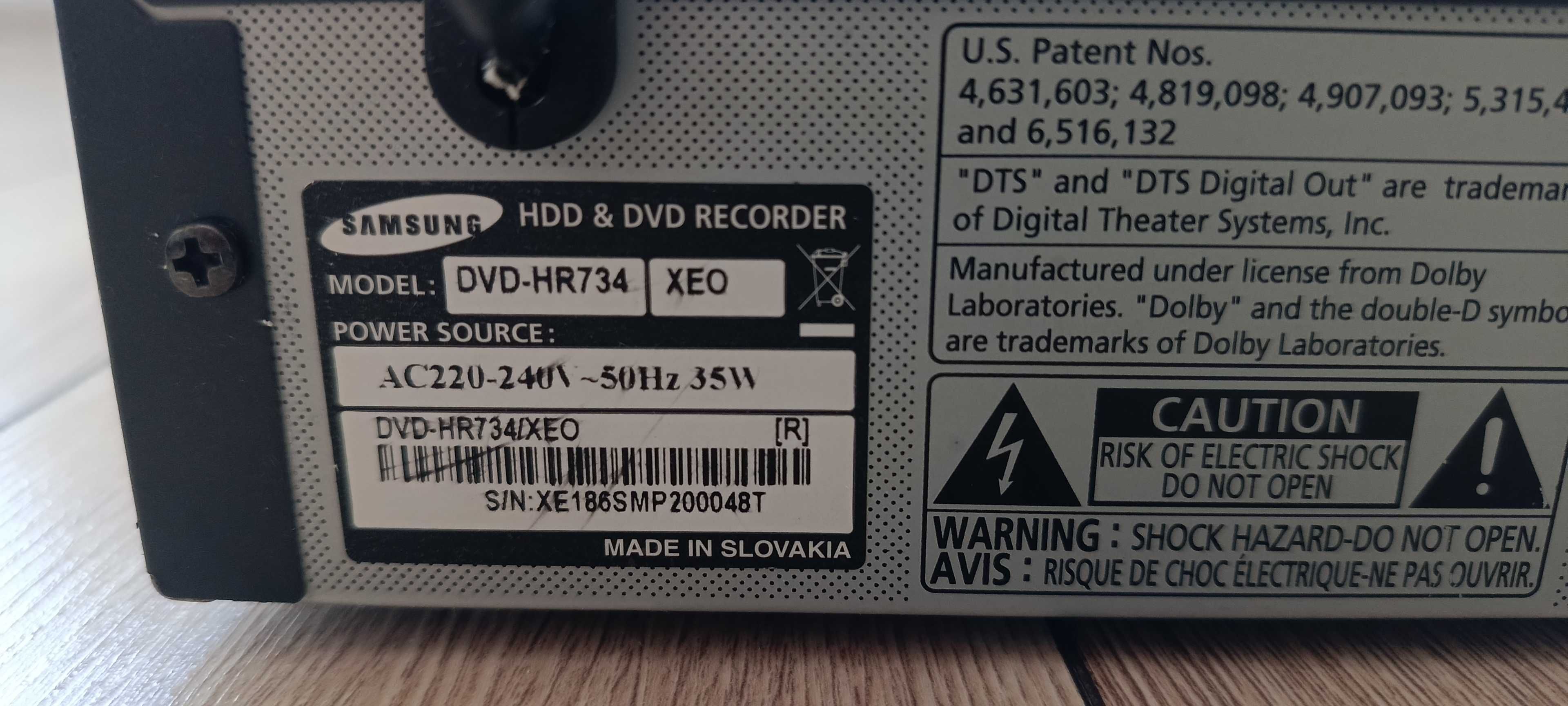 Samsung DVD-HR734, pilot