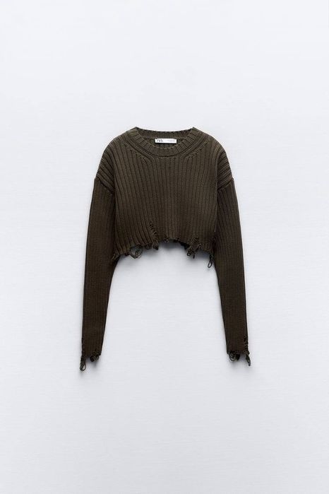 Светр Зара укорочений з потертостями/ Свитер Зара