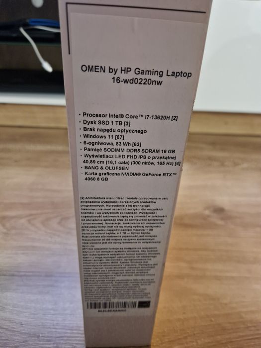 Omen 16 i7 13620H SSD 1TB 16GBRAM 5200MT/s RTX 4060 8GB 120W Gwarancja