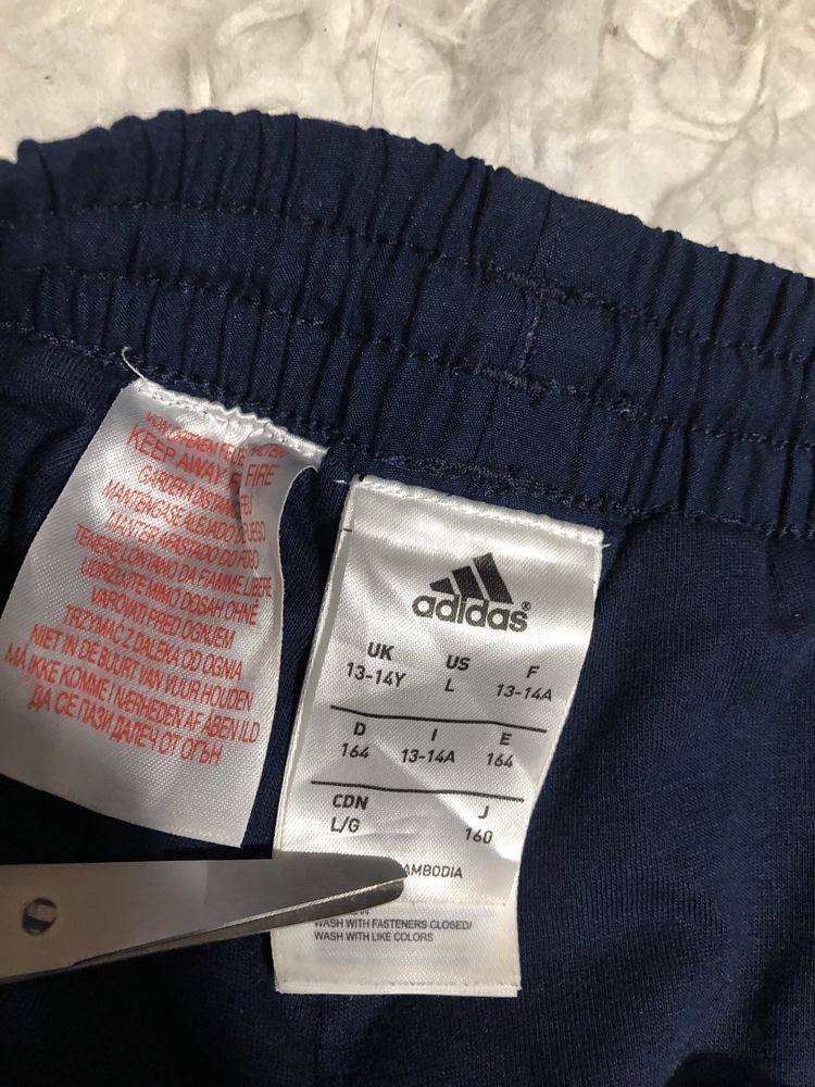 Spodnie dresy Adidas 3 stripes paski rozmiar S 164 cm granatowe