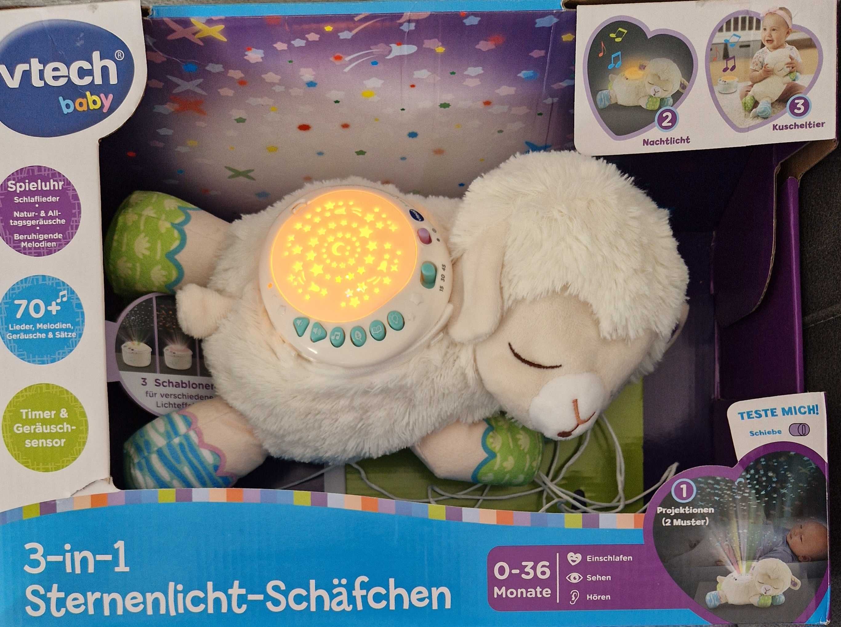 Lampka projektor, usypiacz Vtech owieczka j. niemiecki.
