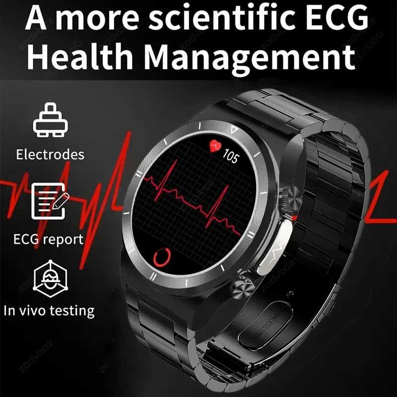 zegarek smartwatch pomiar cukru glukozy ekg okrągły