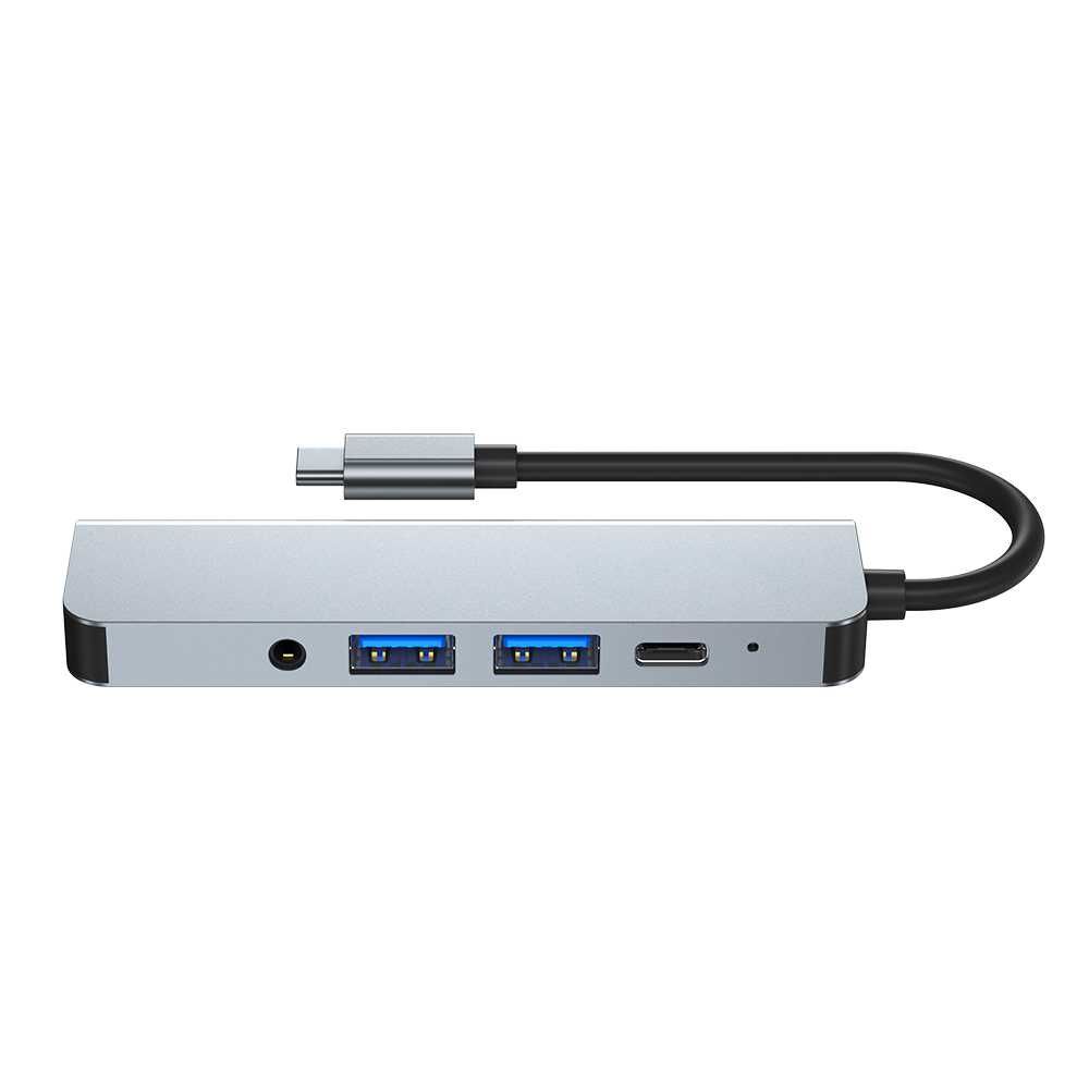 Rozgałęziacz USB HUB przejściówka USB-C 5w1 2xUSB HDMI AUDIO JACK
