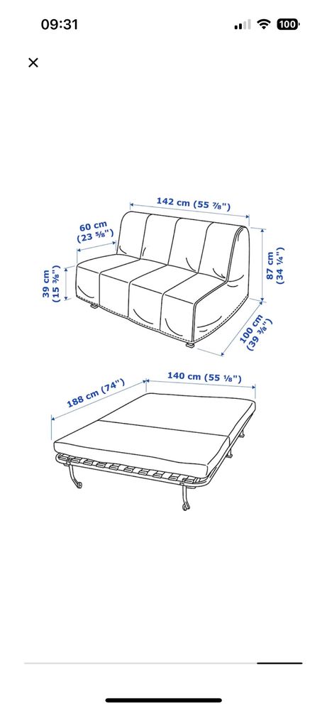 Sofa dwa osobowa Ikea