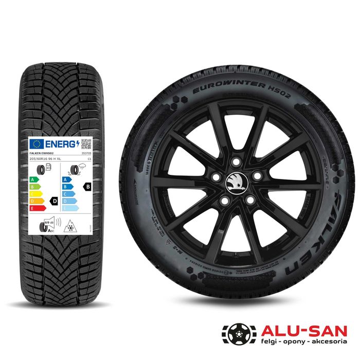 Nowe koła zimowe 16″ Skoda Fabia Kamiq Scala 205/60R16 5×100 CZARNY