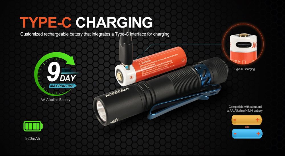 Latarka Acebeam AA + ogniwo