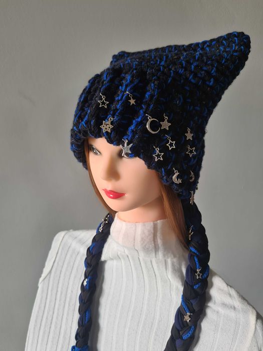 Nowa czapka z kocimi uszami i oryginalnymi ogonami. Hand made