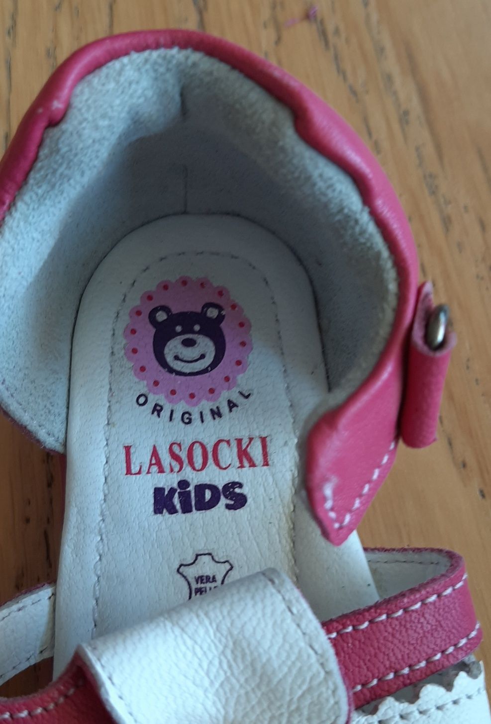 Różowo-białe sandałki skórzane r.19 Lasocki Kids