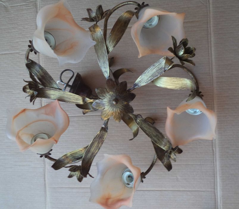 Żyrandol pięcioramienny , kinkiet na ścianę zestaw 3 sztuki