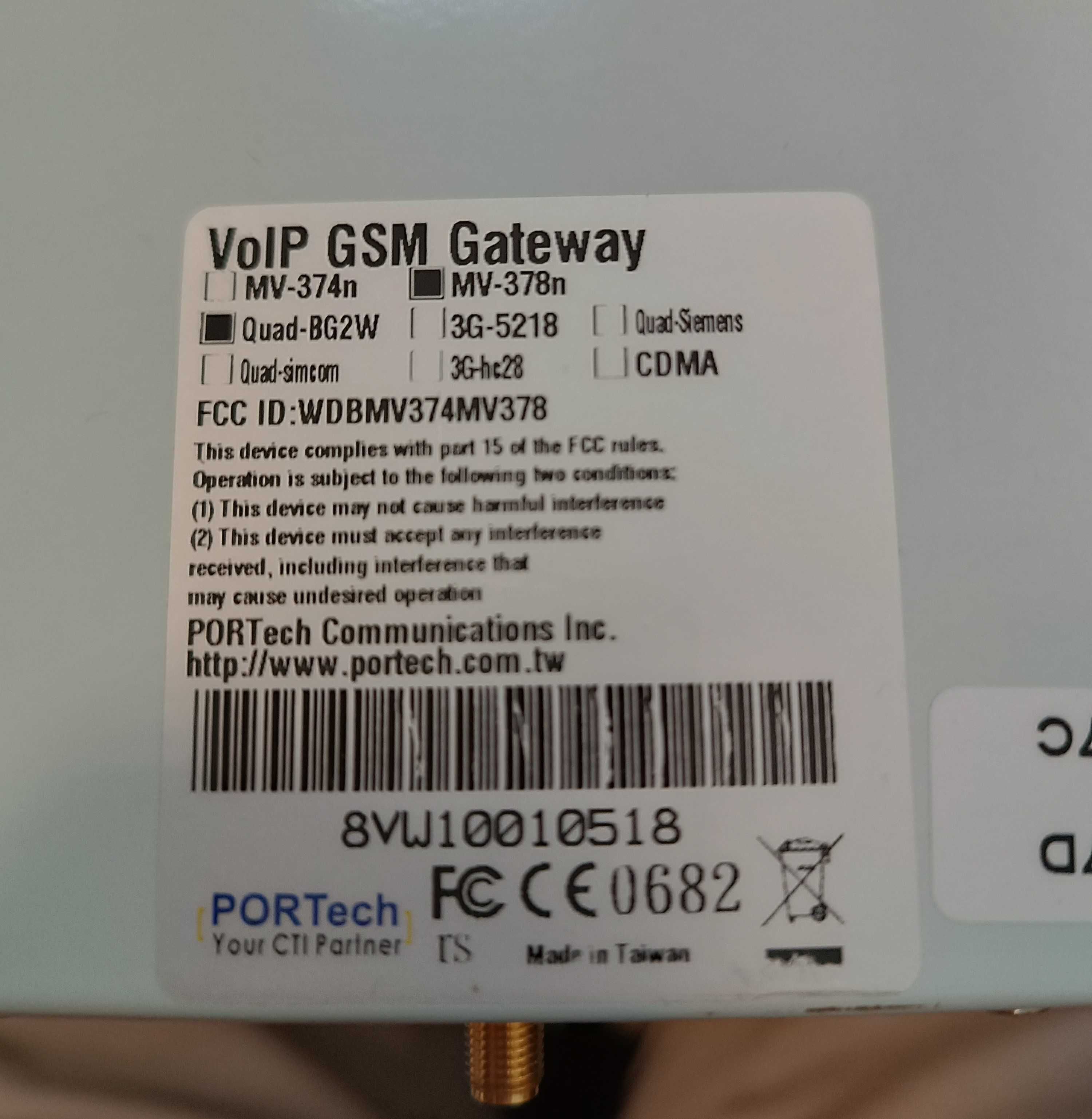 восьмиканальний VoIP GSM шлюз Portech MV-378