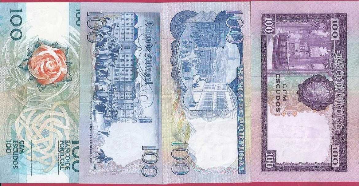 Notas   4   da Republica  100$ escudos  BELAS Diferentes