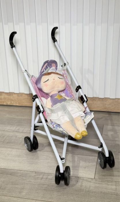 Візочок для ляльки з металевим каркасом, іграшкова коляска
