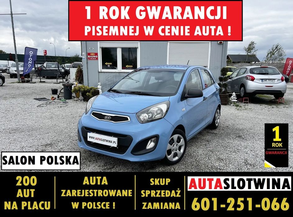 Kia Picanto 1 ROK GWARANCJI W CENIE auta, Salon Polska, Klima, 5 Drzwi