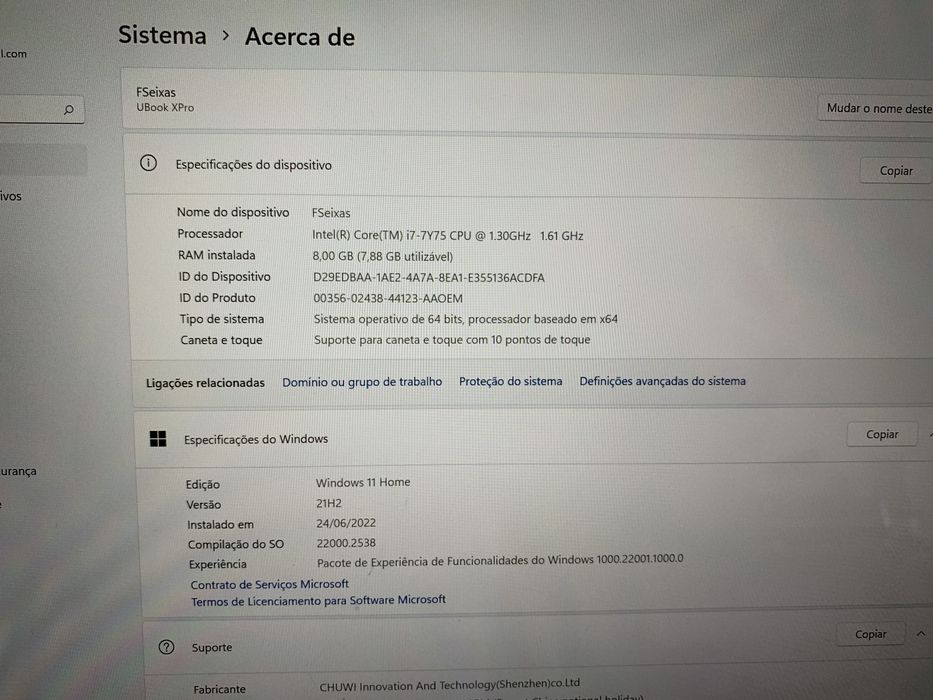 Tablet PC 13” Chuwi Ubook X Pro windows 11