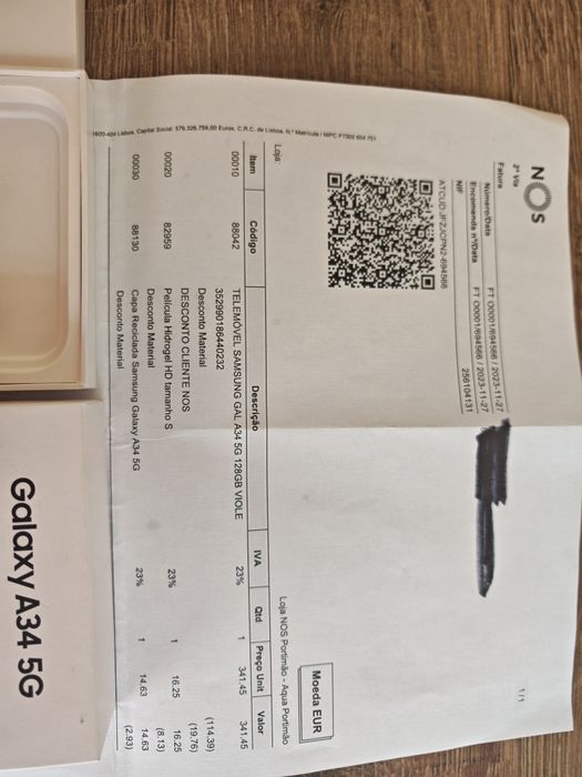 Samsung A34 5G 6GB/128GB Dual Sim Violeta Seminovo C/Garantia