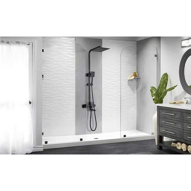 Bateria Prysznicowa CZARNA + Kran Naścienna Deszczownica Panel