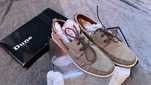 Nowe zamszowe beżowe buty Dune London mokasyny