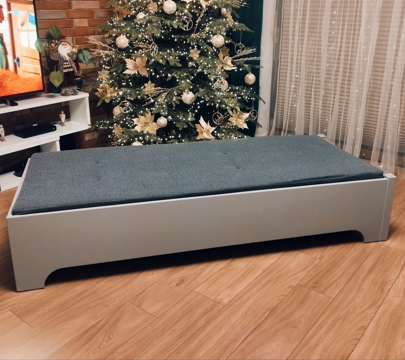 Łóżko + materac sprężynowy 80x200 szare