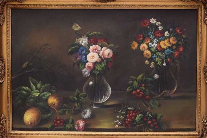 OBRAZ OLEJNY - MARTWA NATURA - kwiaty 77x105cm