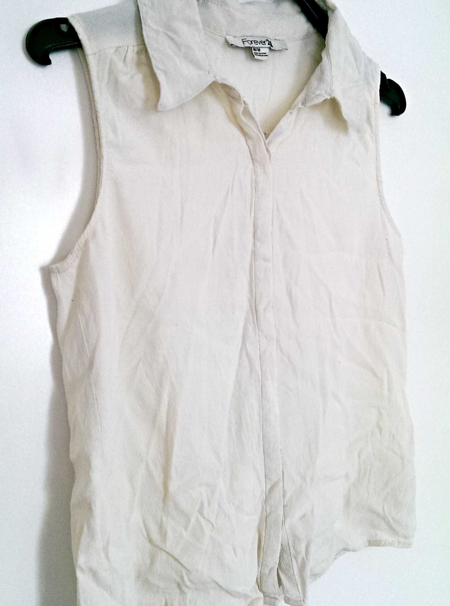 Kremowa bluzka koszula bez rękawów biała elegancka Forever 21 M