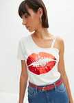 B.P.C t-shirt asymetryczny z nadrukiem 48/50.