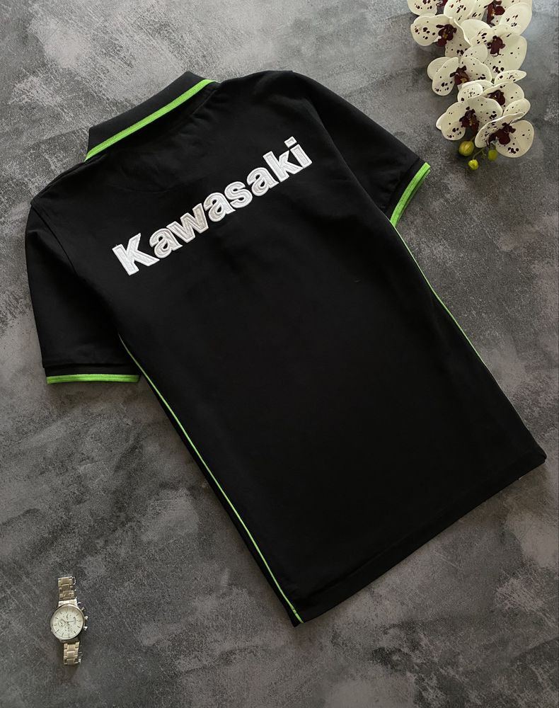 Поло футболка Kawasaki чёрное мужское оригинал