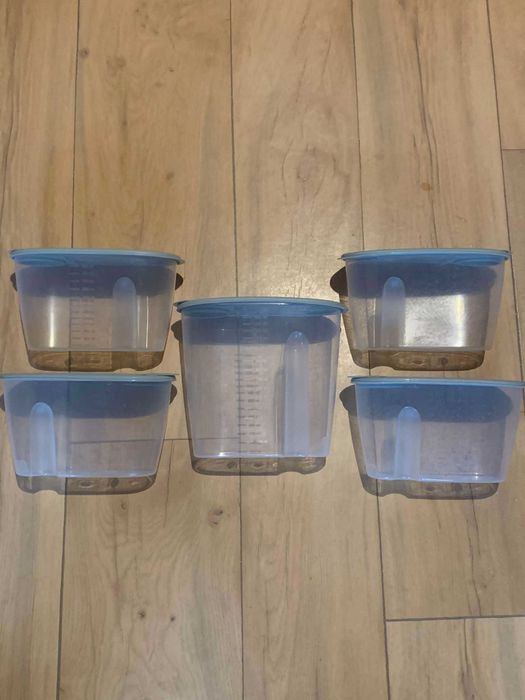 Zestaw pudełka pojemniki przechowywanie zamykane plastikowe x 5 szt
