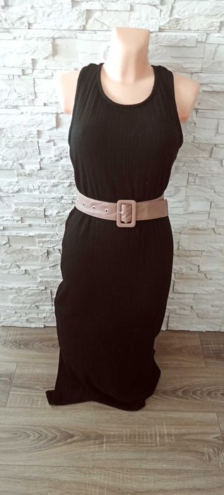 Sukienka maxi długa damska czarna w prążki L/40 F&F