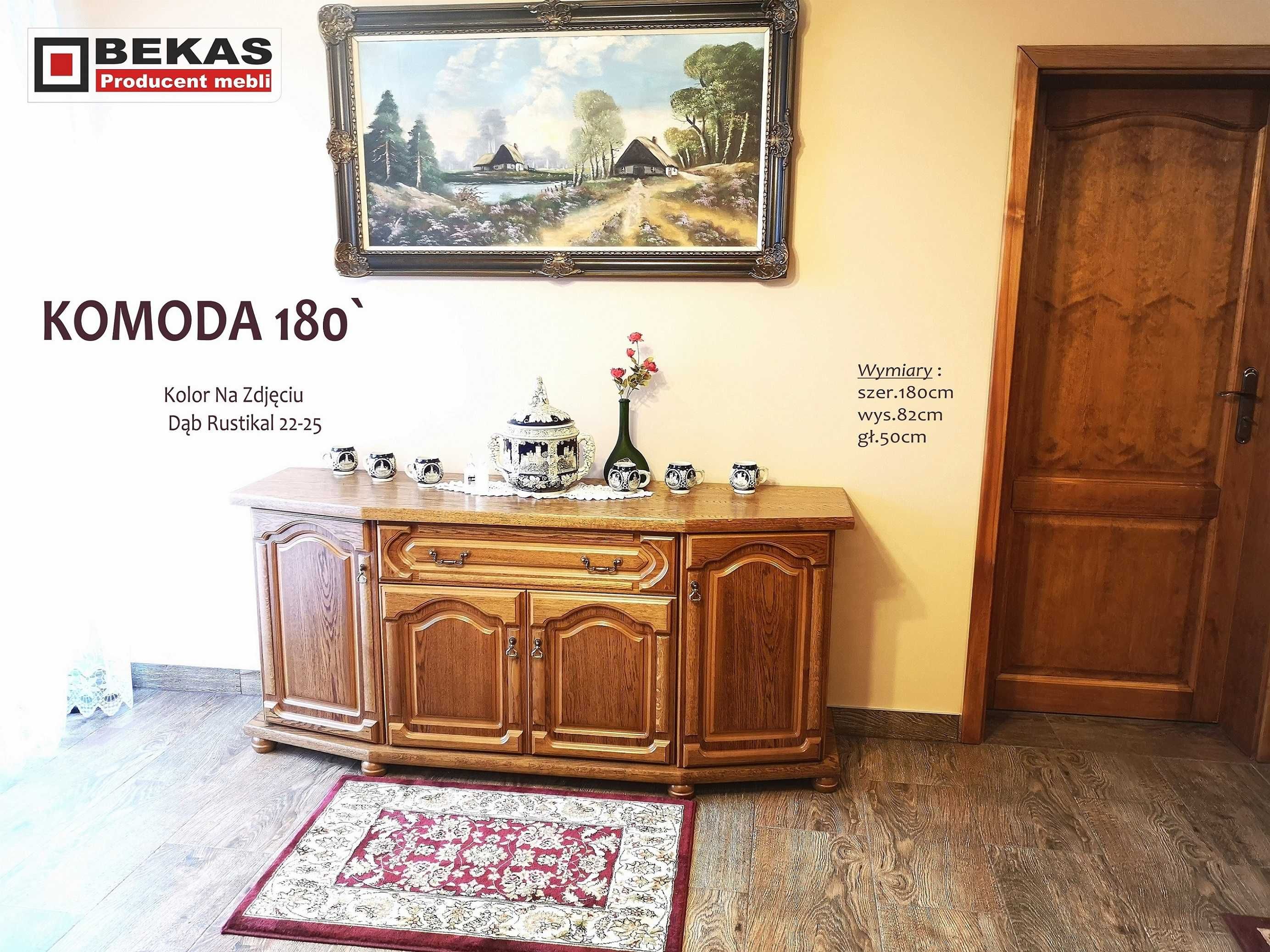Stylowa Komoda 160` Dąb Rustikal Orzech Włoski Producent BEKAS Meble