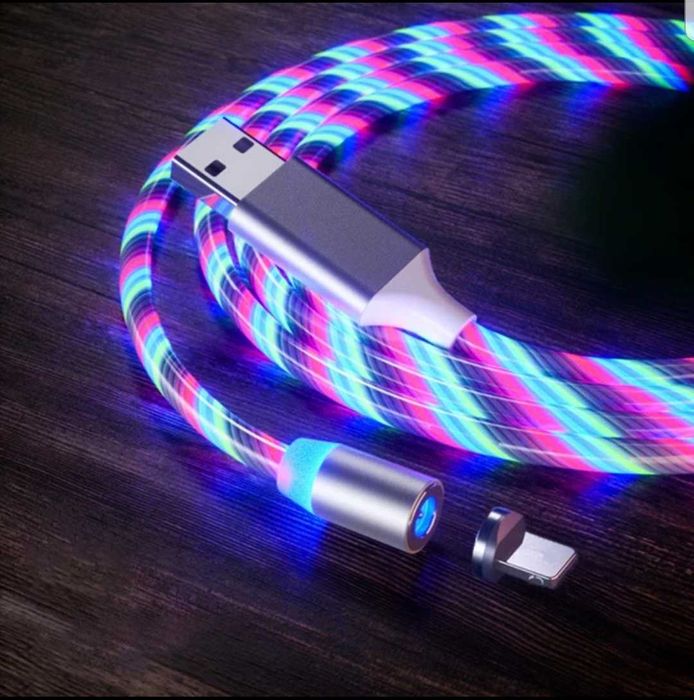 Светящийся Кабель usb магнитный с  разьем iphone,или , microusb.