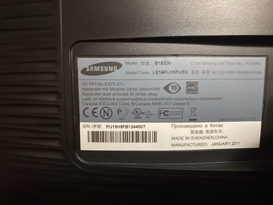 Monitor Samsung SyncMaster B1930N 19” HD 1366x768 VGA