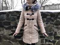 Зимовий пуховик | зимнее пальто бежевое