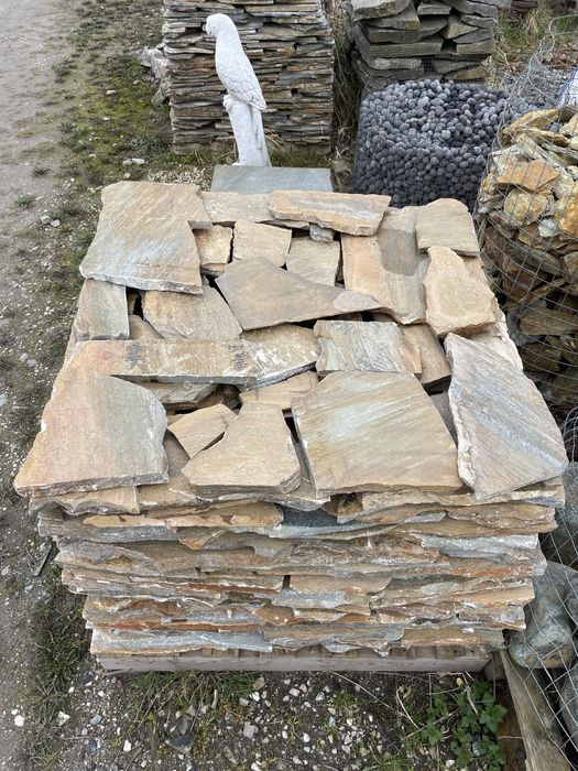 KAMIEŃ NATURALNY Łupek Elewacja Taras Schody Brązowy Szary Złoty