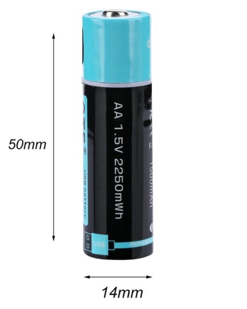 Bateria Pilha AA OU AAA recarregavel USB 1.5V 2250mwh comando NOVO
