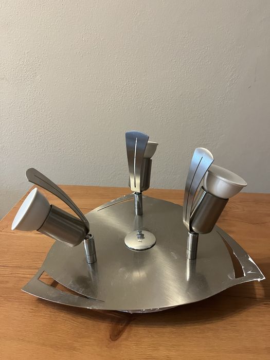 Lampa sufitowa srebrna metalowa potrójna regulowana
