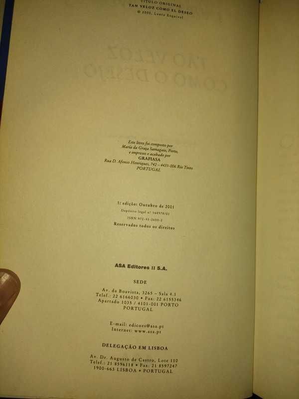 Tão veloz como o desejo - Laura Esquivel (portes grátis)