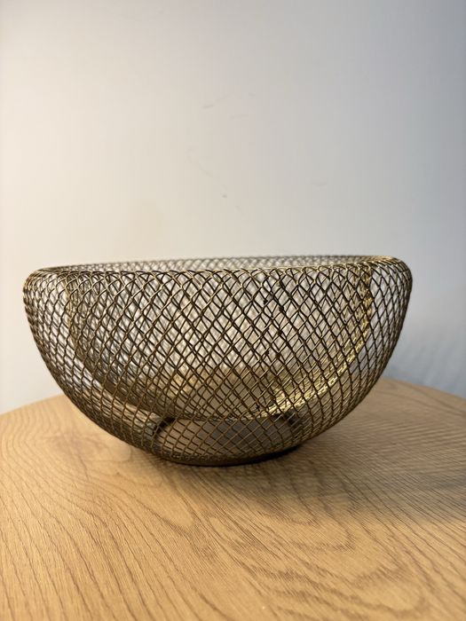Nowoczesna Fruktowanna Ażurowa Misa Metal Siatka Złota 24 cm #4