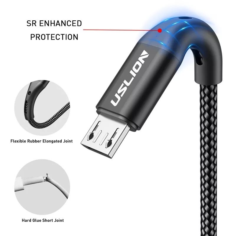 Оригинал Uslion 3 А micro-usb быстрая зарядка кабель микро-юсб провод