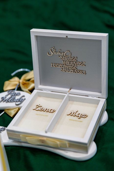 Pudełko na koperty, na obrączki, wieszaki Panna Młoda Pan Młody