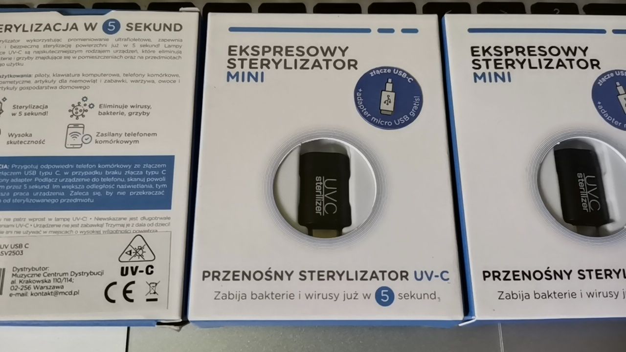 Mini sterylizator UV do telefonu USB-C, Mini USB, 2 sztuki
