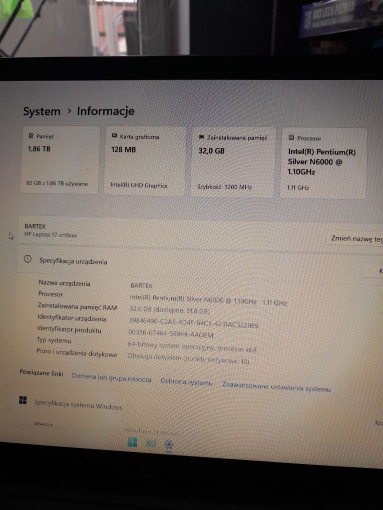 Laptop HP 17-CN0001TG N5030 17.3"