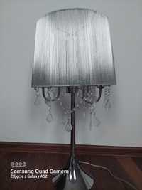 Duża lampa stolowa glamour srebrna kryształki