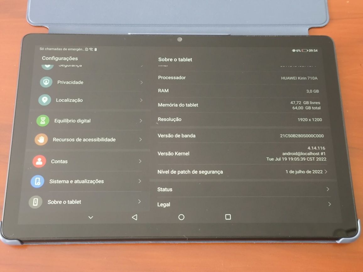 Tablet Huawei T10s 64 GB,4G,faz chamadas,=a novo+capa original Huawei