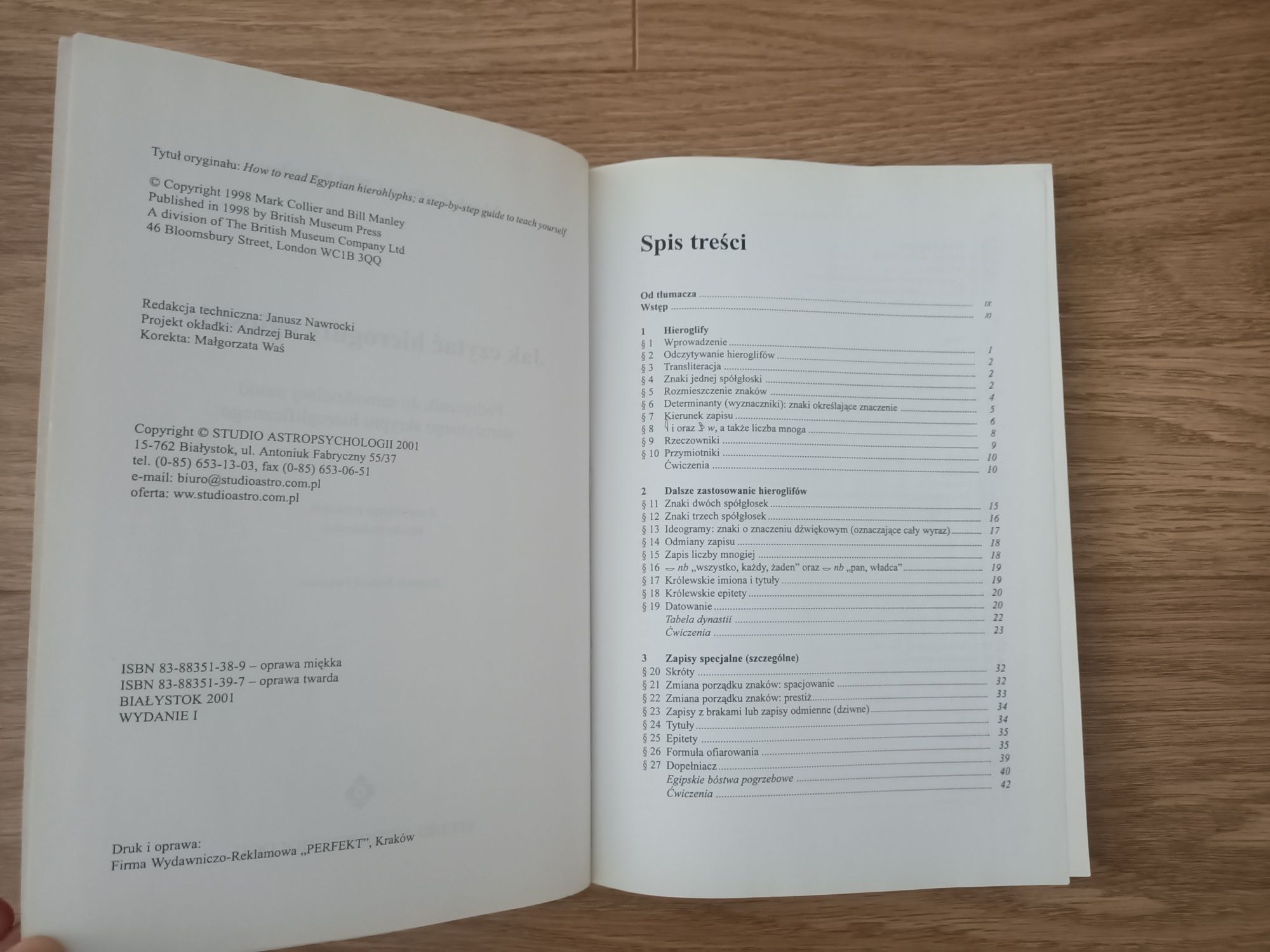 Jak czytać hieroglify egipskie, Mark Collier i Bill Manley