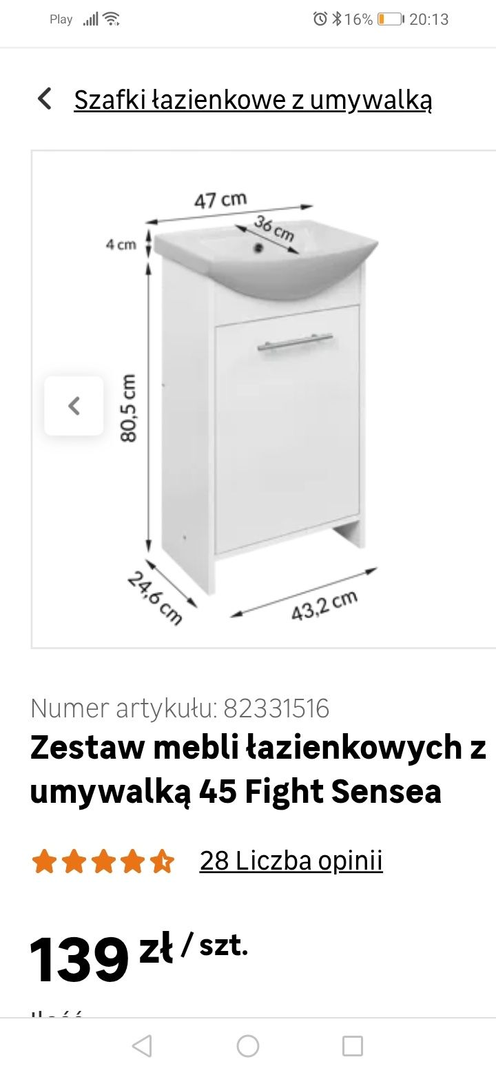 Szafka pod umywalkę 45