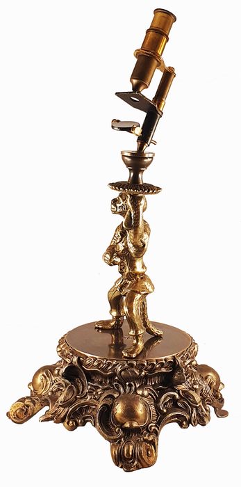 Brass reproduction of a “monkey microscope”
