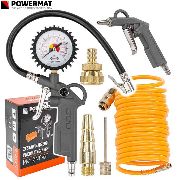 POWERMAT Zestaw Narzędzi Pneumatycznych Sprężarki Akcesoria 6el PM1290